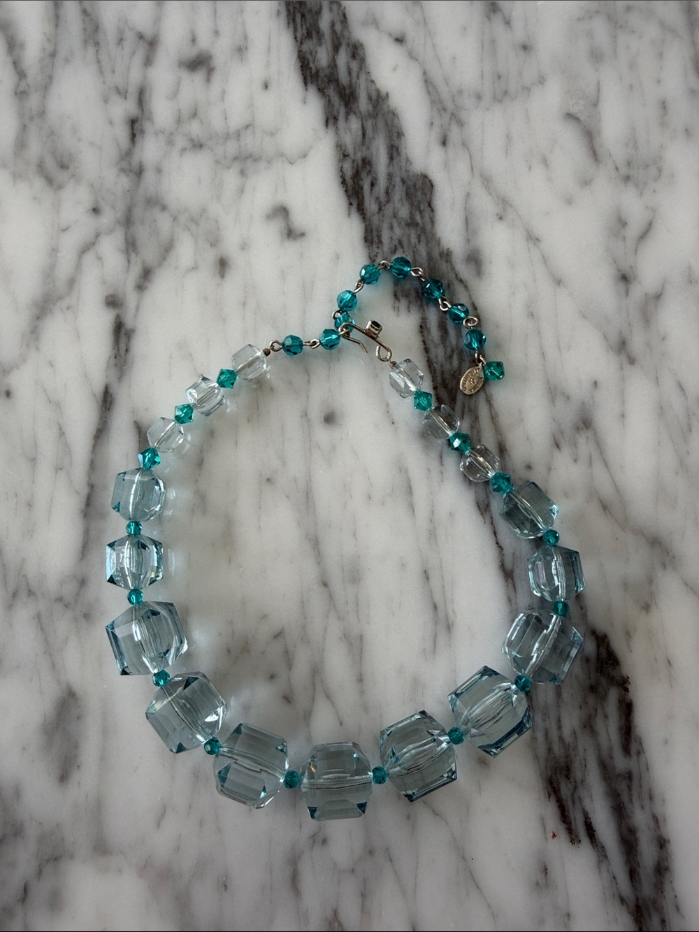 Tarina Tarantino Teal Faceted Cube Necklace